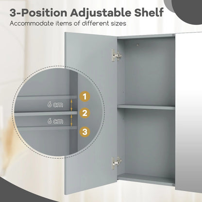 Sleek Medicine Cabinet with Double Mirrored Doors - Space-Saving Storage Solution for Your Bathroom