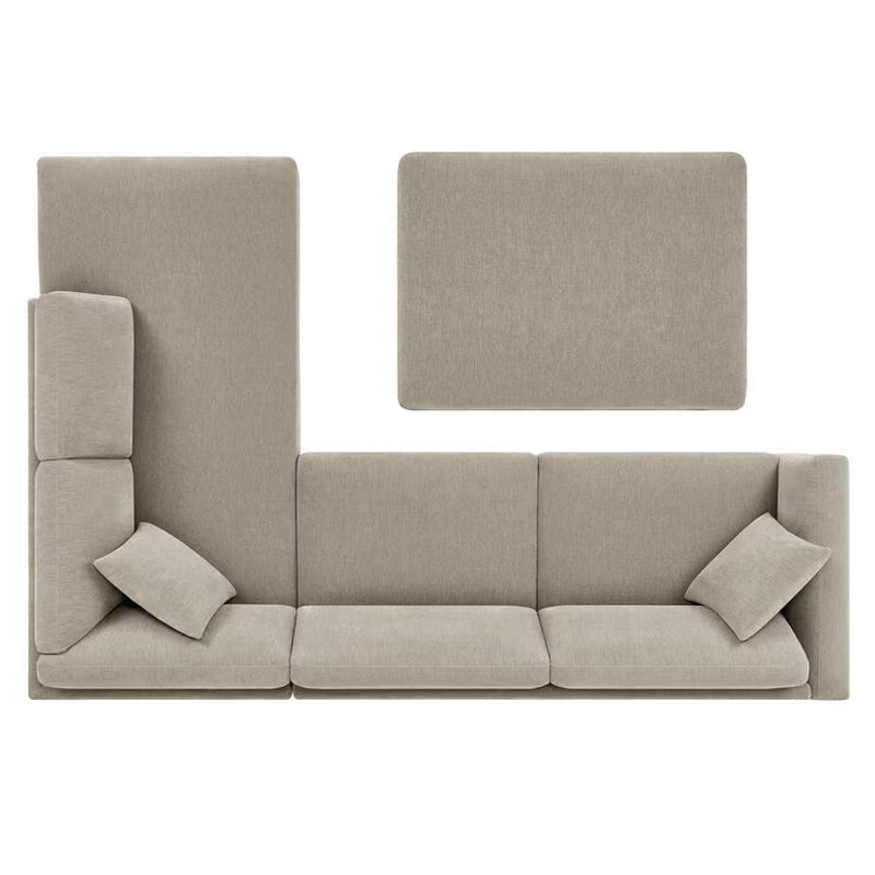Walsen Grey Fabric Corner Sofa with Storage Ottoman in 2 Configurations