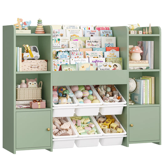 Getone Toy Storage Unit Kids Storage Unit Kids Toy Storage with 6 Removable Boxes, 4-Tier Book Shelf Childrens Bookcase Kids Bookshelf Toy Organiser for Kids Room, Nursery Playroom 119X29.5X94 Cm