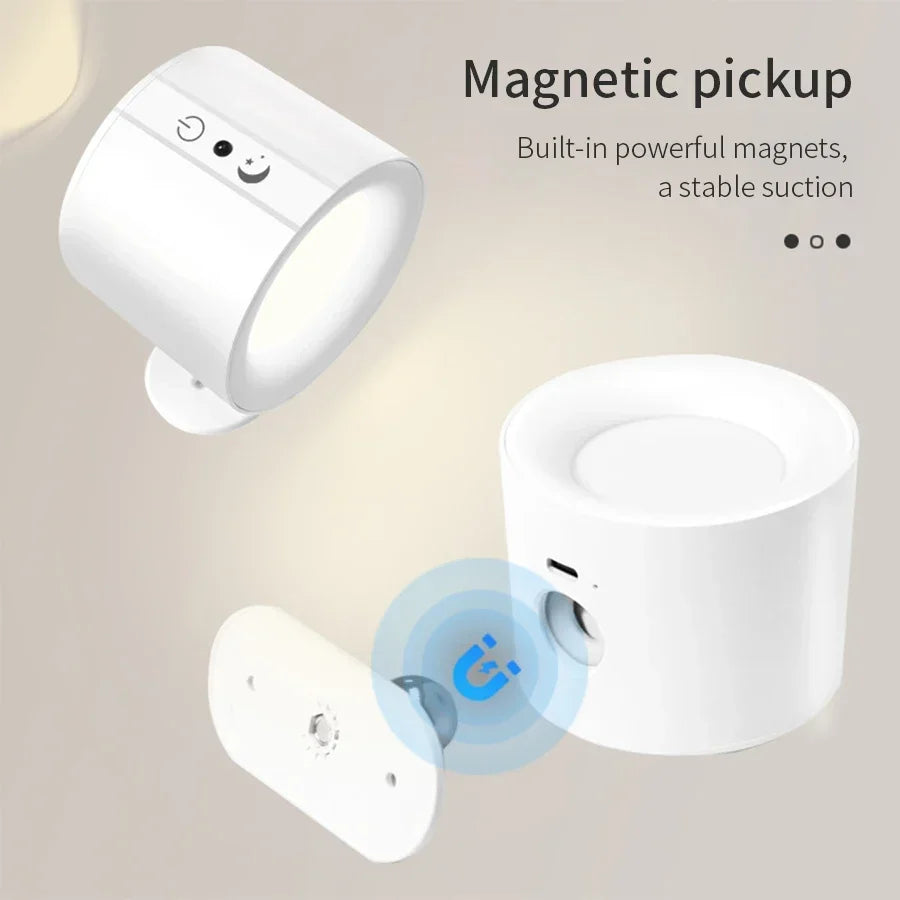 LED Wall Light Rechargeable Touch Double Head Wall Lamp 360° Rotation Wireless Remote Control LED Spotlight for Bedroom Lighting