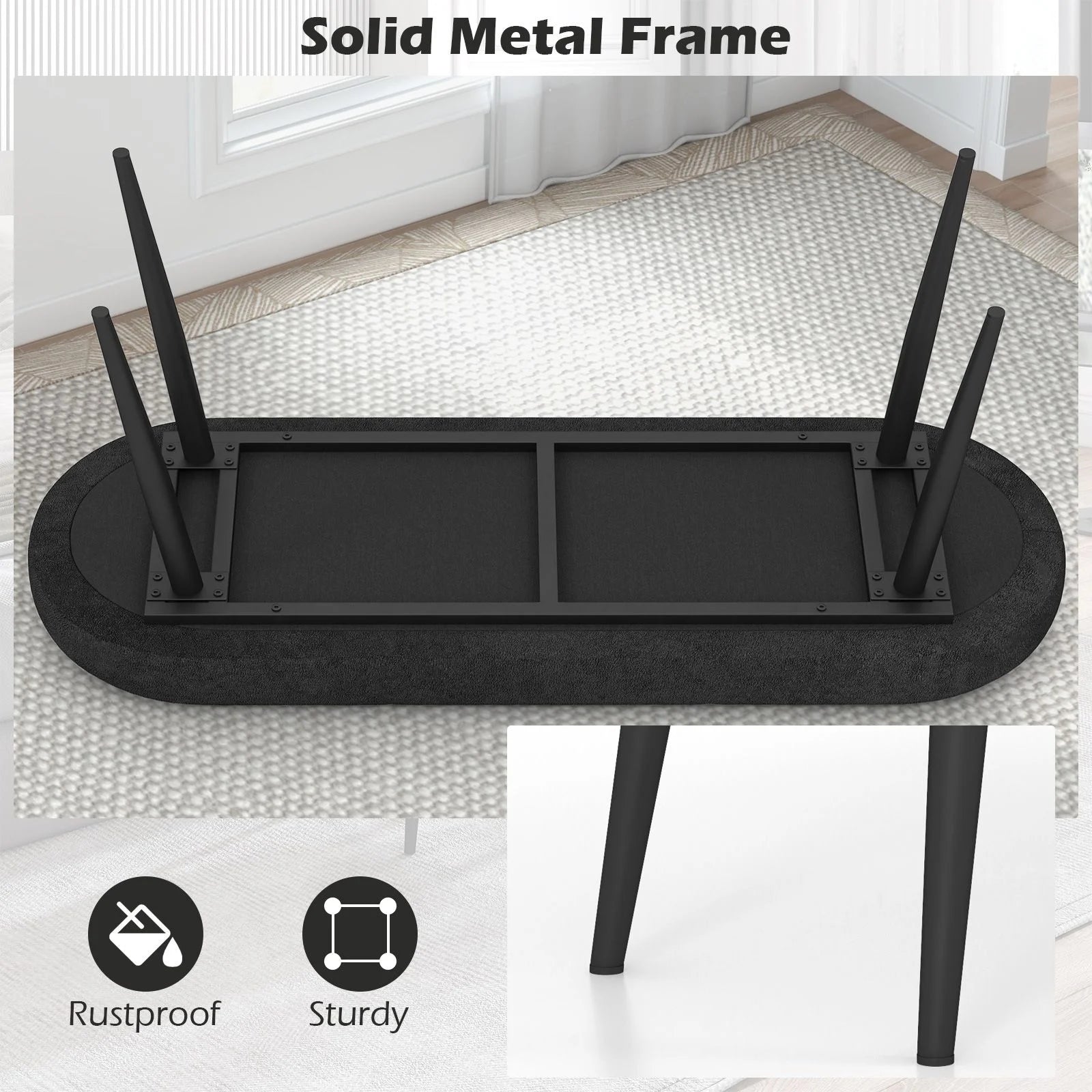 113 Cm Ottoman Bench with Sponge Padded Cushion for Entryway Living Room Foyer