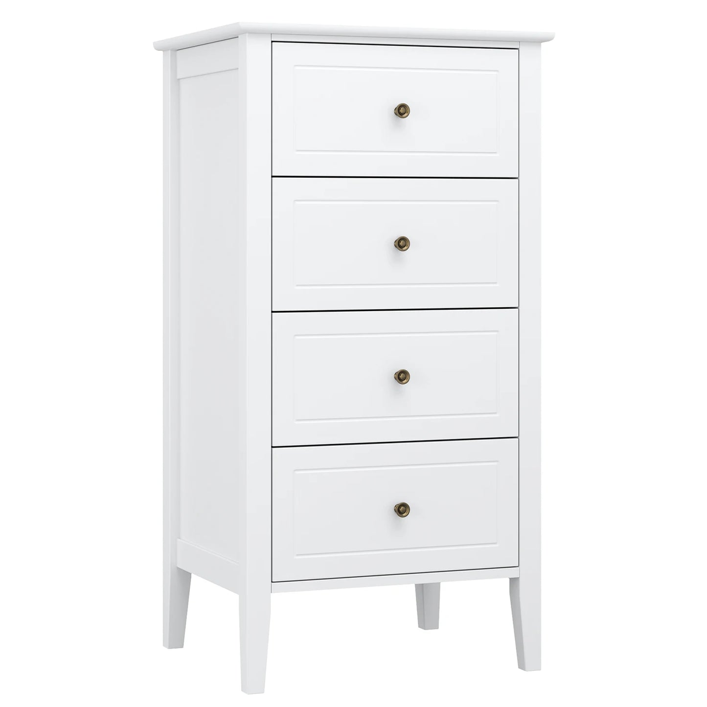 Chest of Drawers, Bedroom Chest of Drawers, White Chest of Drawers, 4 Drawers Dresser, Bedroom Furniture, Bedside Cabinet,50X40X95Cm Wooden White