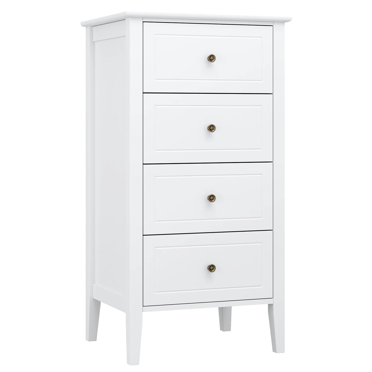 Chest of Drawers, Bedroom Chest of Drawers, White Chest of Drawers, 4 Drawers Dresser, Bedroom Furniture, Bedside Cabinet,50X40X95Cm Wooden White