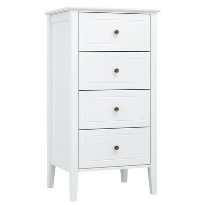 Chest of Drawers, Bedroom Chest of Drawers, White Chest of Drawers, 4 Drawers Dresser, Bedroom Furniture, Bedside Cabinet,50X40X95Cm Wooden White