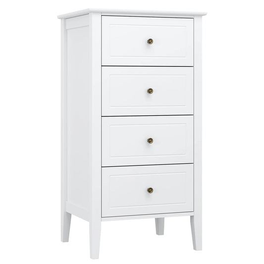 Chest of Drawers, Bedroom Chest of Drawers, White Chest of Drawers, 4 Drawers Dresser, Bedroom Furniture, Bedside Cabinet,50X40X95Cm Wooden White