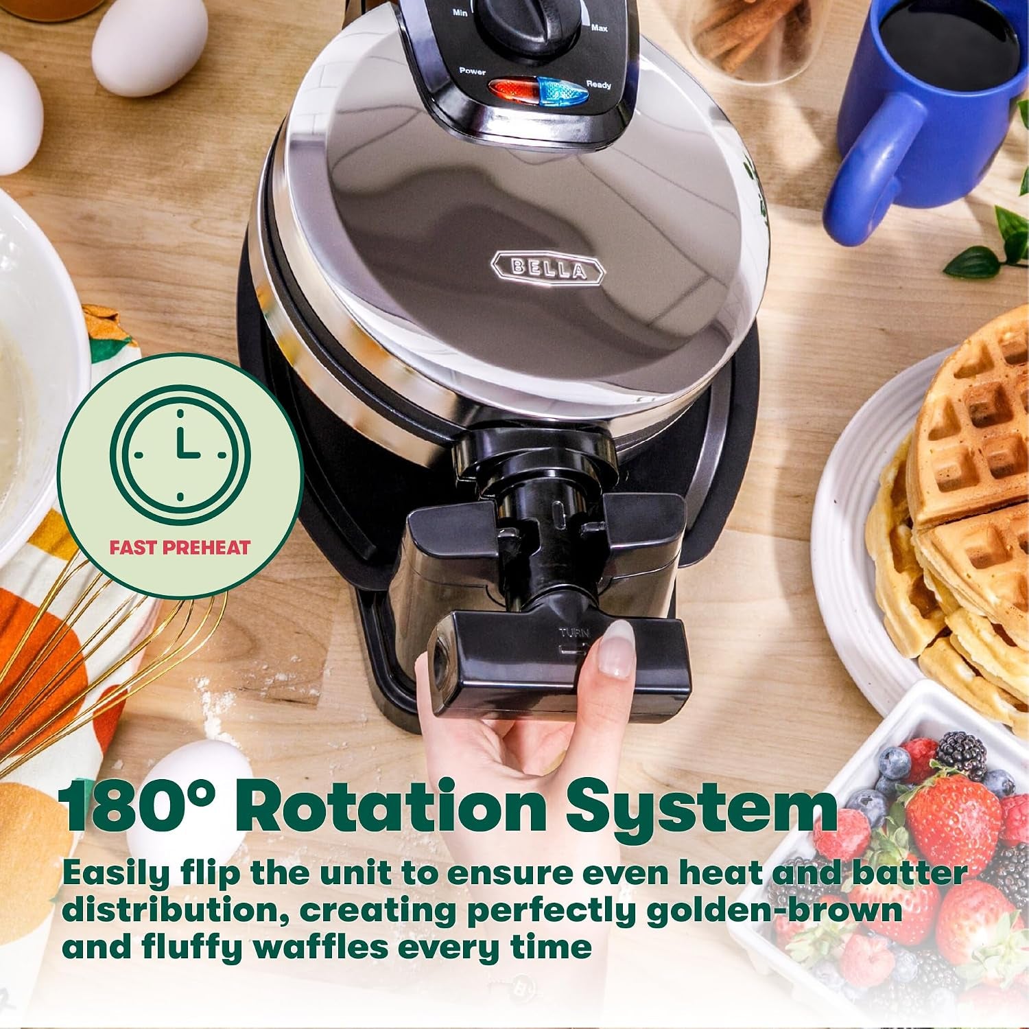 Rotating Waffle Maker, Stainless Steel