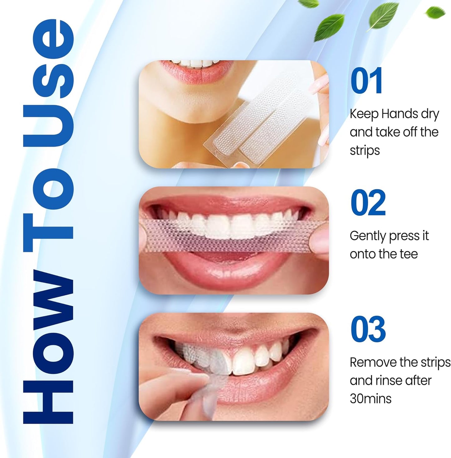 Teeth Whitening Strips- Mint Flavor, Zero Sensitivity, Enamel Safe, Dentist Formulated,Teeth Whitener Strips, White Teeth, Tooth Whitening Strip, Smile Teeth Whitening (Coconut)