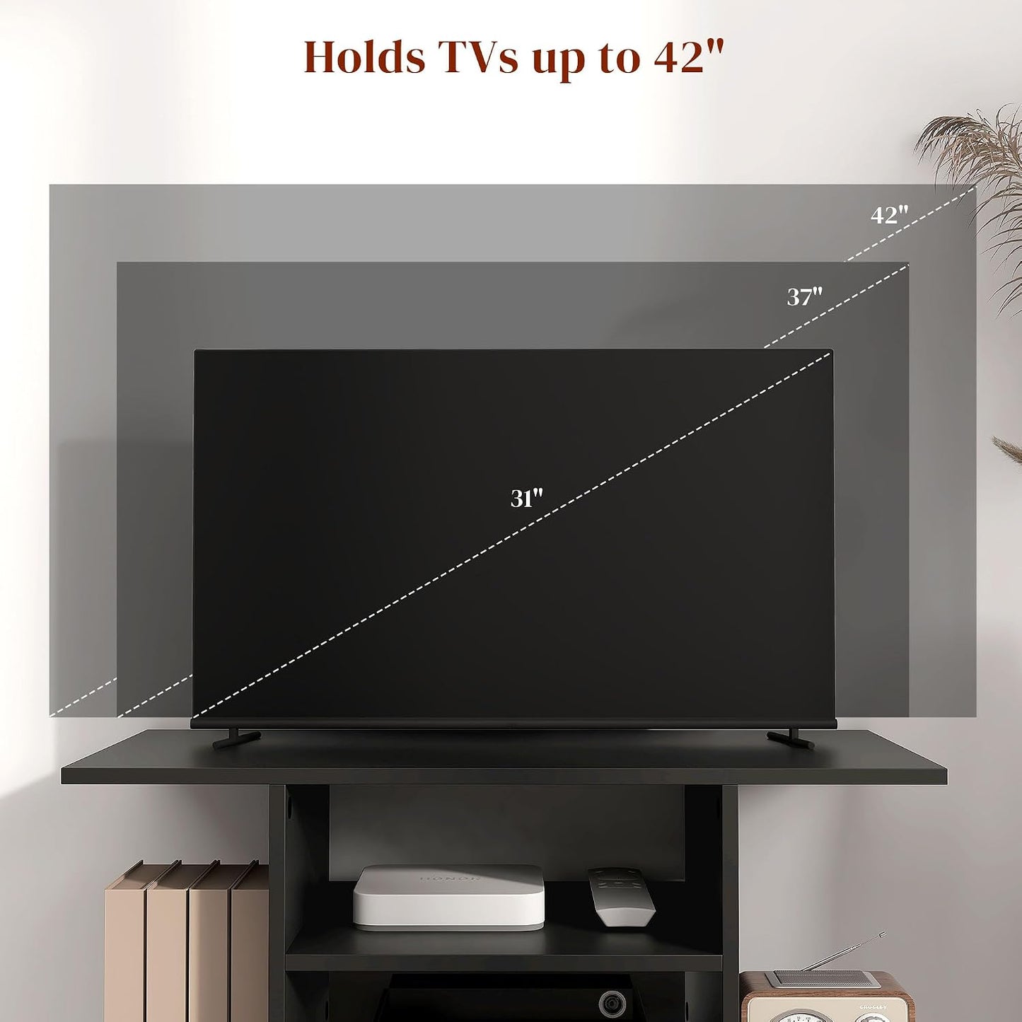 Modern TV Cabinet Stand Storage Shelves Table Mobile Bedroom Furniture Bookshelf Bookcase Black