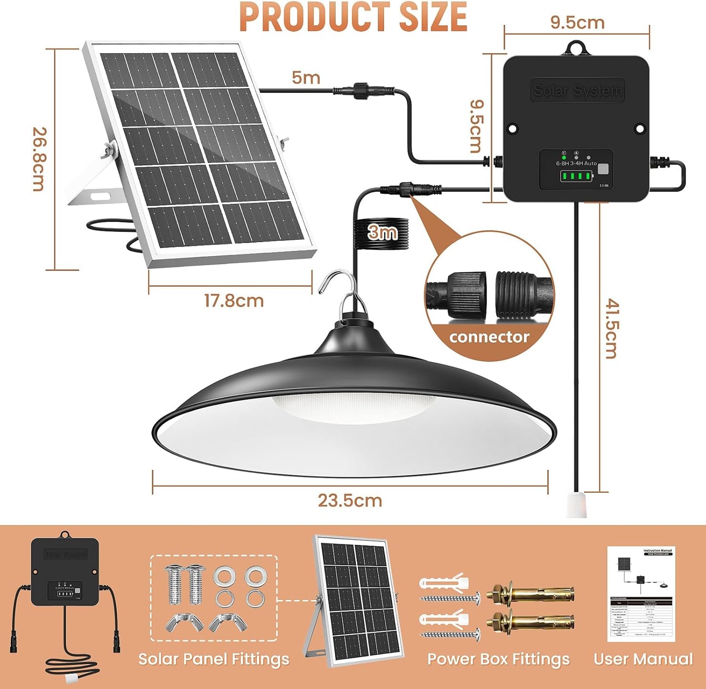 Solar Shed Light Indoor Outdoor, 2000LM Daytime Available Pendant Light with Pull Cord, Power Display & Mode Indicator, 3 Lighting Modes Solar Lights IP65 Waterproof for Garage Gazebo Porch
