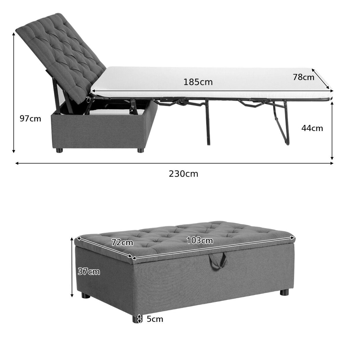 2-In-1 Convertible Sofa Bed with Mattress for Home and Office