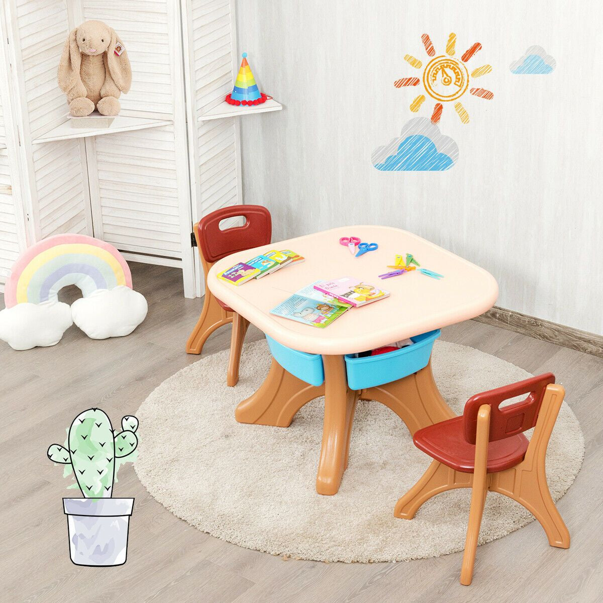 Children'S Activity Table Set with Storage Bins