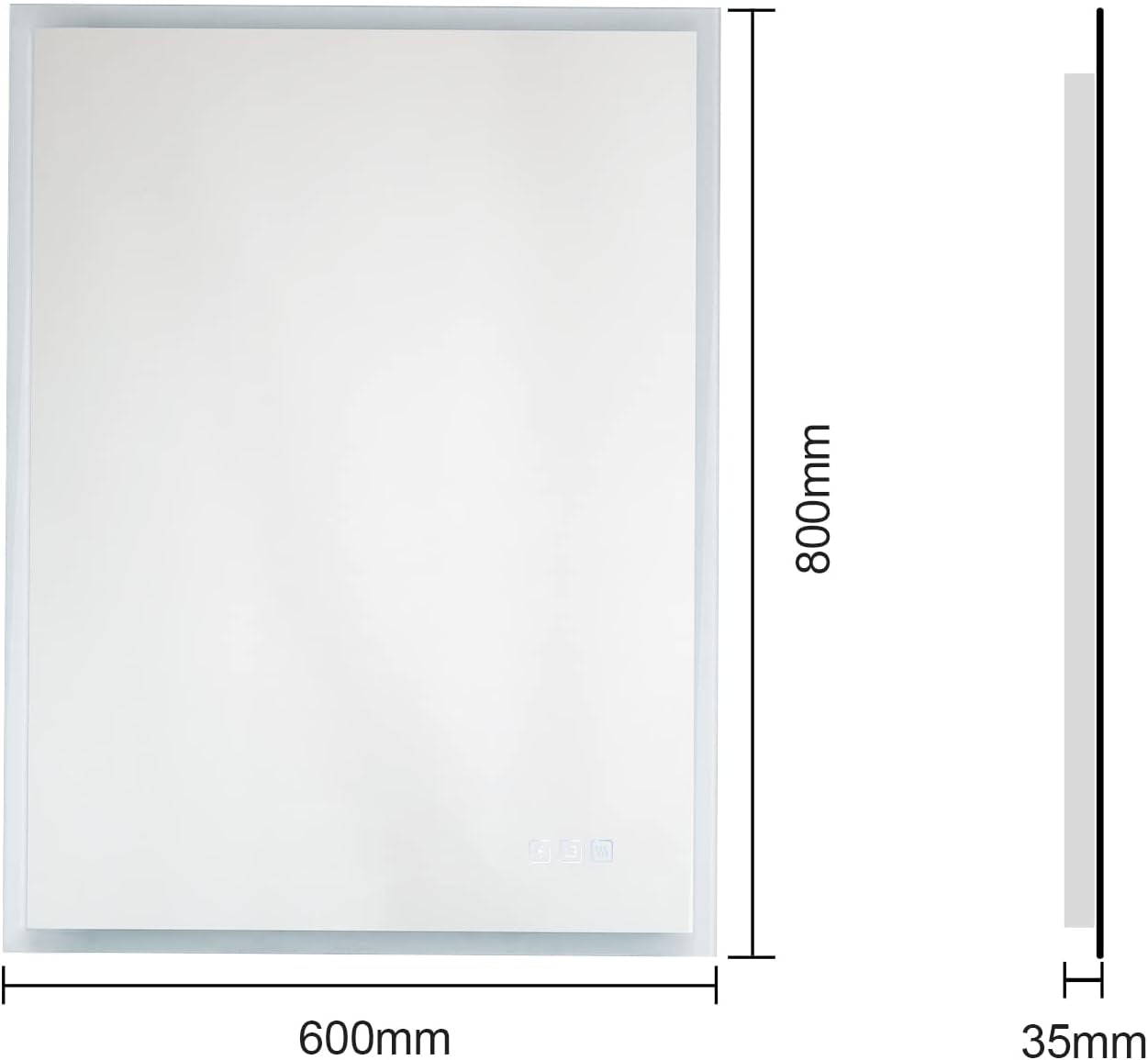 800X600 Mm Backlit Illuminated Bathroom Mirrors, Wall Mounted Multifunction Bathroom Vanity Mirror with LED Lights, Adjustable Light, anti Fog, Memory Dimming Function, Vertical/Horizontal