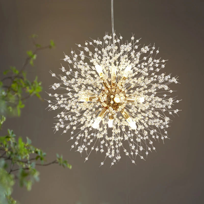 2021 Modern Crystal Dandelion Chandelier Indoor Lighting Pendant Lamp for Living Room Dining Room Home Decorative Luminaires