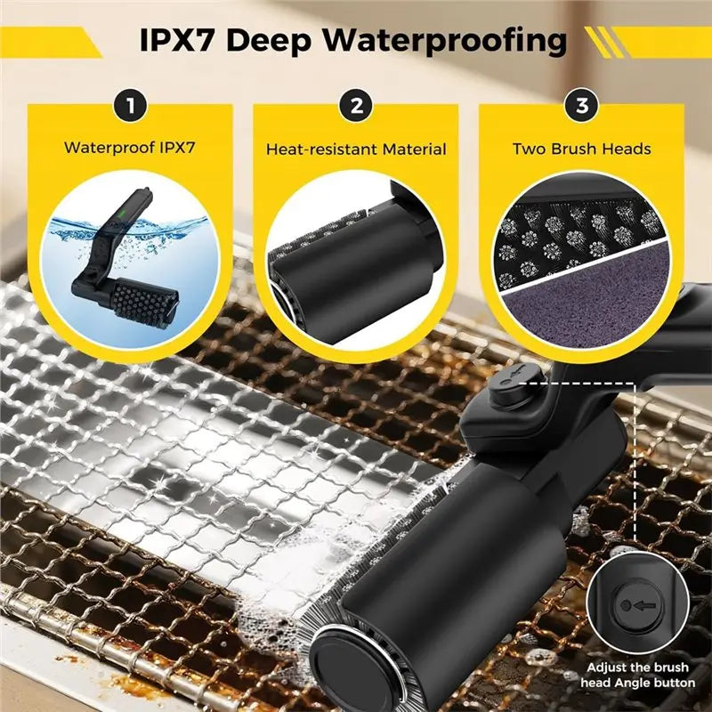 Electric BBQ Cleaner Brush Wireless Stainless Steel Rotary Grill Brush for Outdoor Grill Steam BBQ Cleaning Brush Accessoires