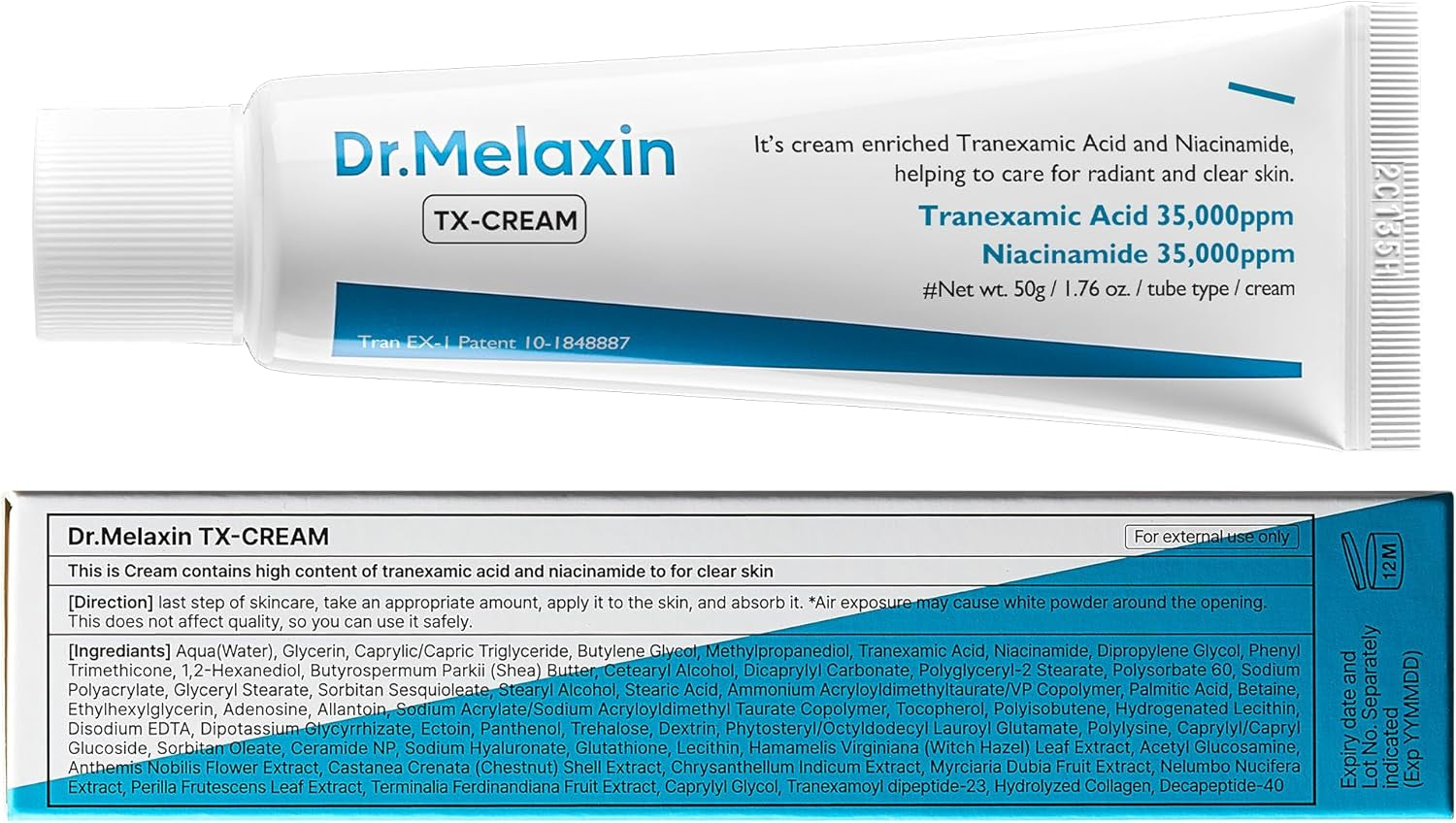 Tx Tranexamic Acid Cream Skin Freckle Cream, Blemishes, Anti-Pigmetation Korean Skin Care Korean Cosmetics 1.69 Fl Oz (50Ml) White