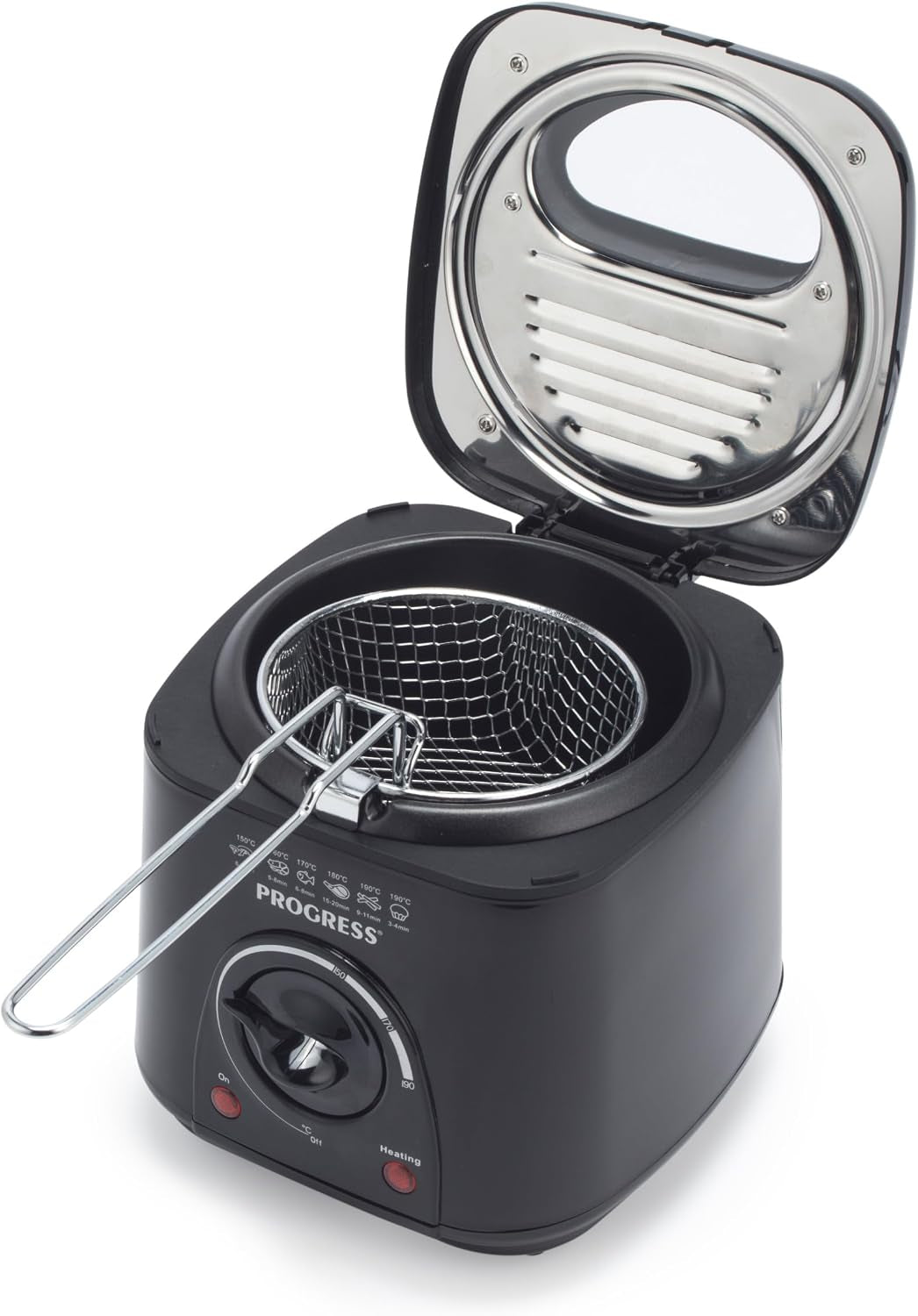 Compact Deep Fat Fryer, 1 L, 950 W, Black | Adjustable Temperature Control, Odour-Reducing Filter, Non-Stick Bowl, Viewing Window, Removable Basket for Draining