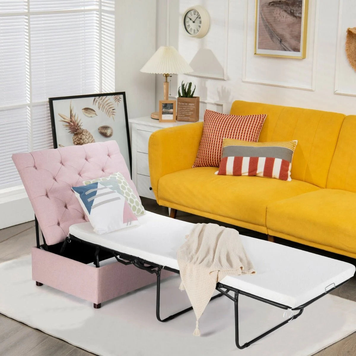 2-In-1 Convertible Sofa Bed with Mattress for Home and Office