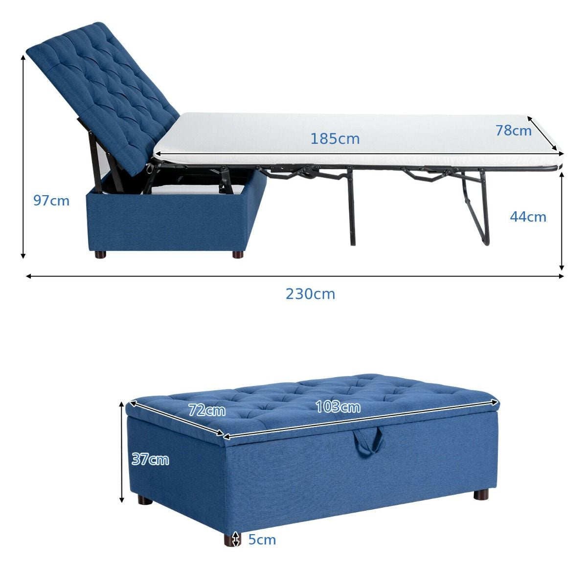 2-In-1 Convertible Sofa Bed with Mattress for Home and Office