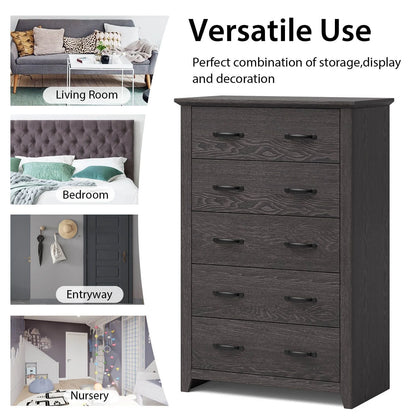 Dresser Vertical Chest of Drawers with 5 Pull-Out Drawers