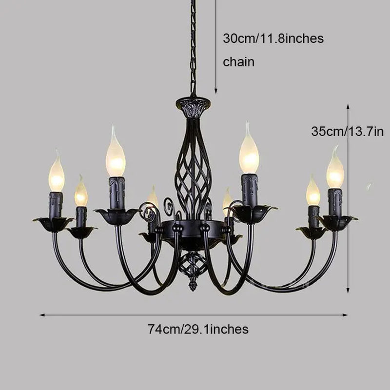 Black Chandeliers Lamp Lustres Modern Dining Living Room Hotel Indoor Light Decoration Wrought Iron Chandeliers Lighting