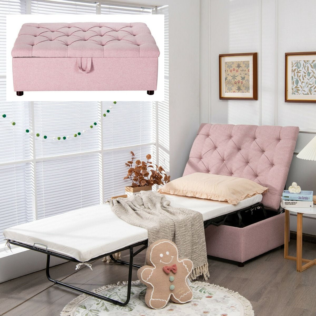 2-In-1 Convertible Sofa Bed with Mattress for Home and Office