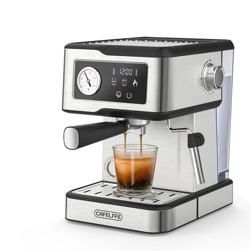 Espresso Coffee Machines Stainless Steel with Milk Frother Steam Wand Semi-Automatic Cappuccino Maker 20Bar Cafetera