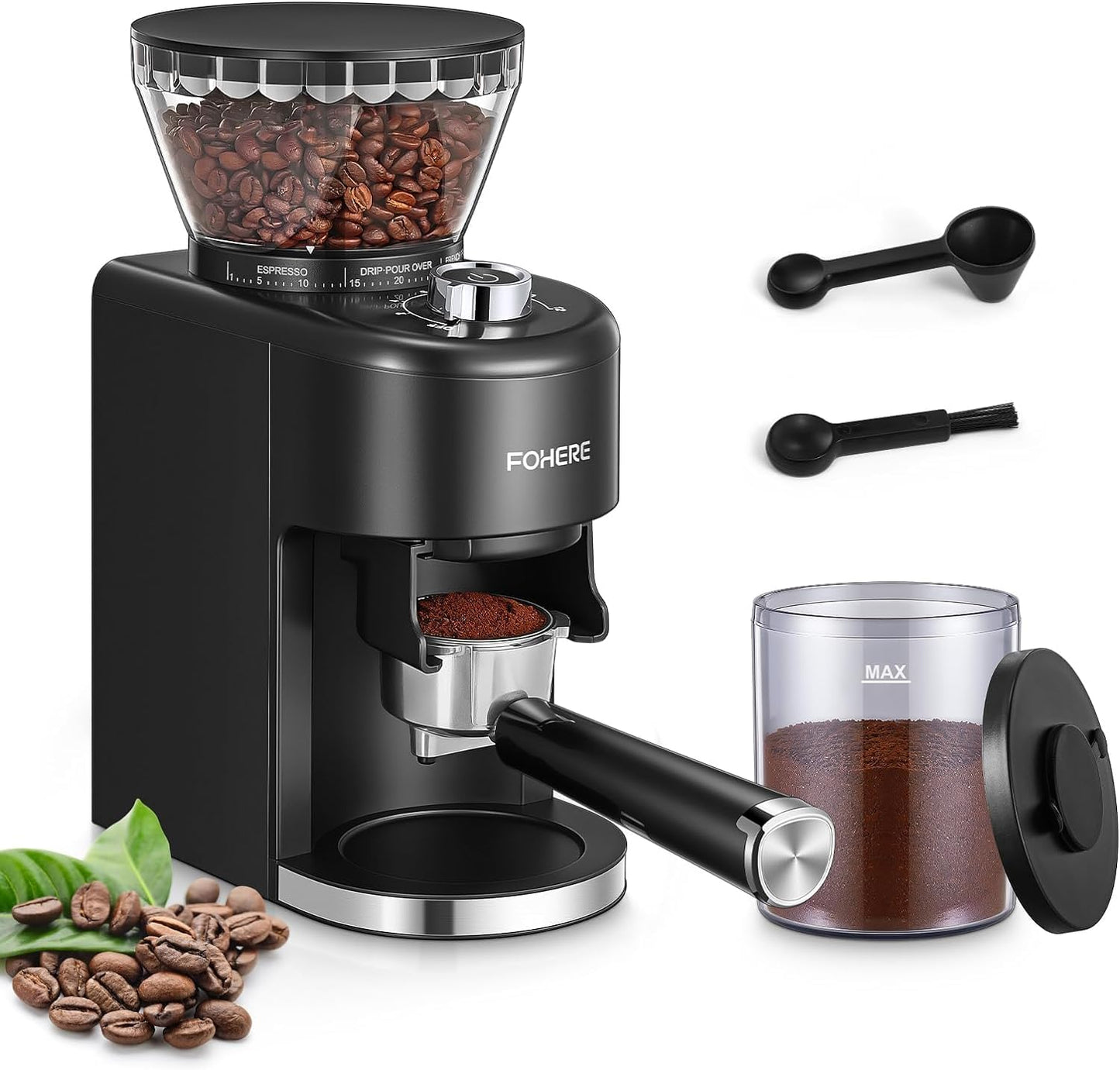 Conical Burr Coffee Grinder Electric, Coffee Bean Grinder with 35 Precise Grind Setting, Adjustable Burr Grinders, Anti-Static Burr Coffee Grinder for Espresso, Drip Coffee, French Press, Black
