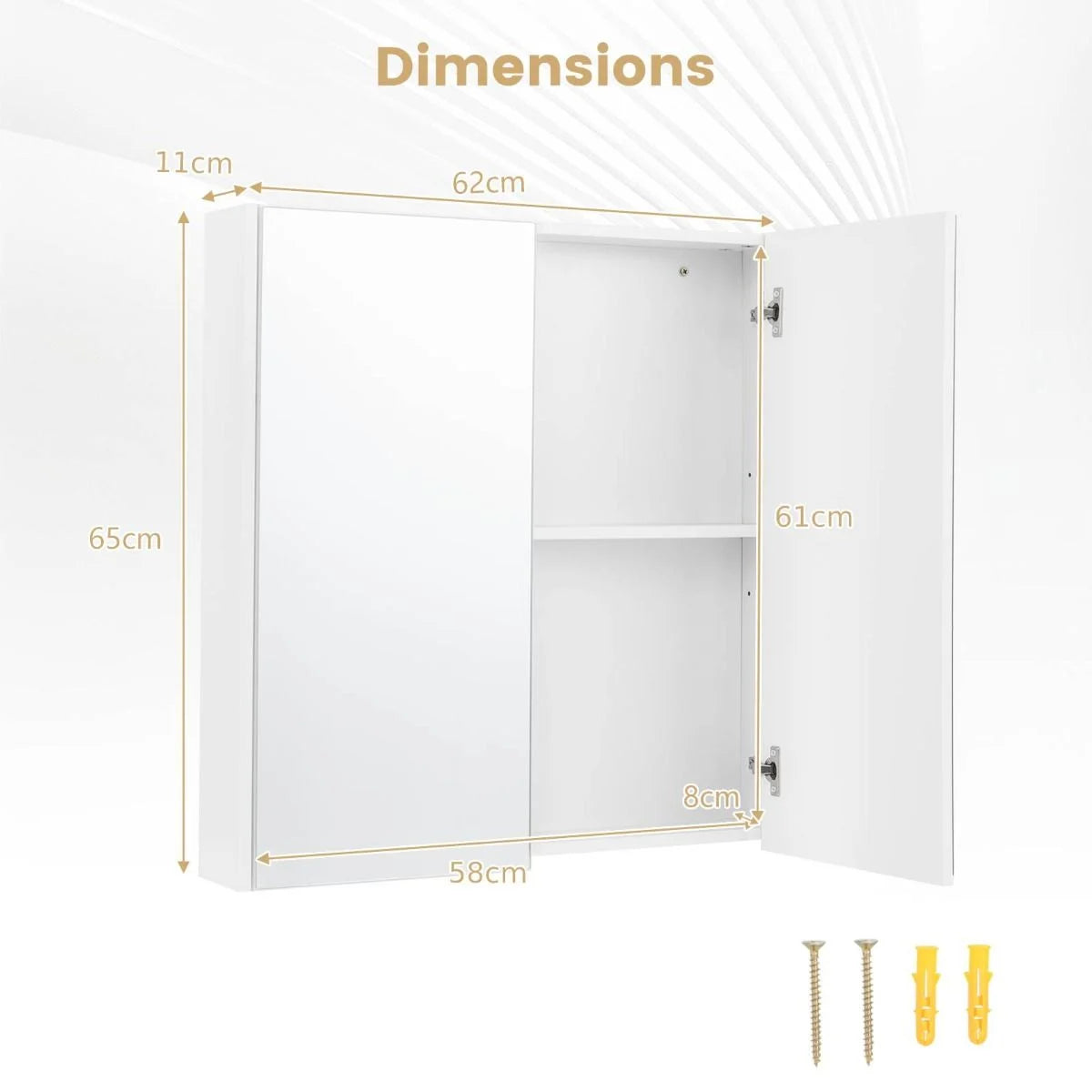Sleek Medicine Cabinet with Double Mirrored Doors - Space-Saving Storage Solution for Your Bathroom