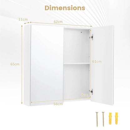 Sleek Medicine Cabinet with Double Mirrored Doors - Space-Saving Storage Solution for Your Bathroom
