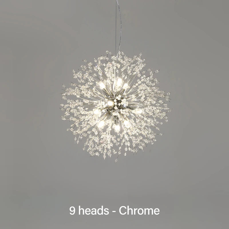 2021 Modern Crystal Dandelion Chandelier Indoor Lighting Pendant Lamp for Living Room Dining Room Home Decorative Luminaires