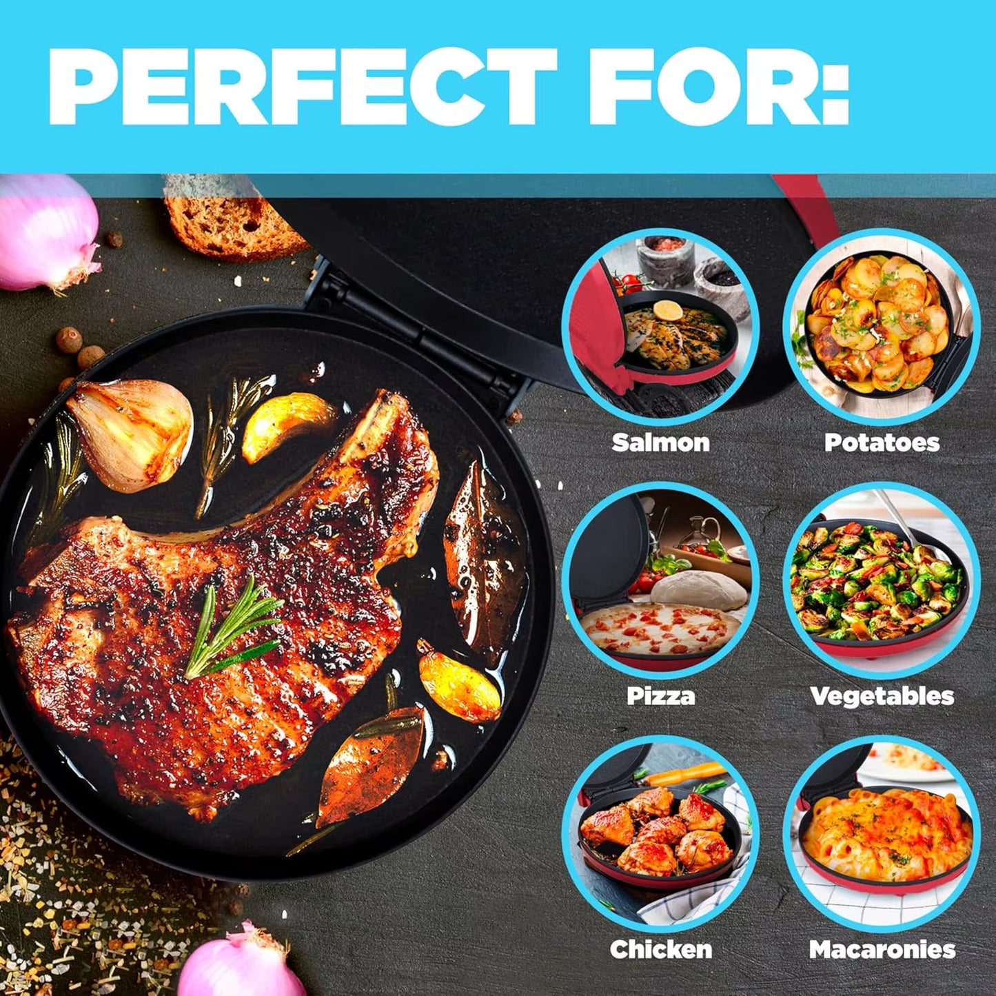 Electric Frying Pan 6.7Inch Pizzas Maker Home Omelette BBQ Pancake Baking Machine Nonstick Pan for Pizzas Quesadillas Bread Cake