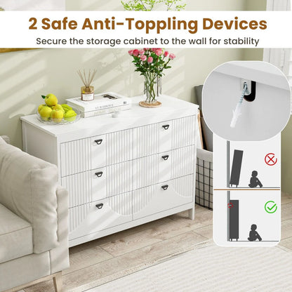 6-Drawer Wooden Chest of Drawers with Handles