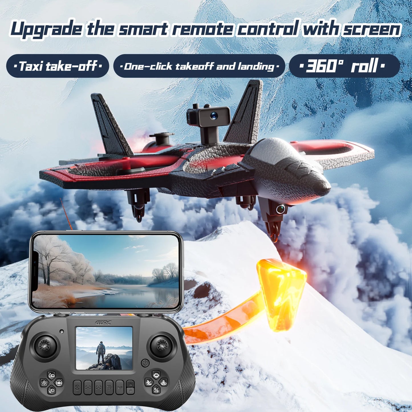 New V46 PRO RC Plane with Glider Screen Remote Control Flying Helicopter 8K Camera Obstacle Avoidance Foam Fighter Airplane Toys
