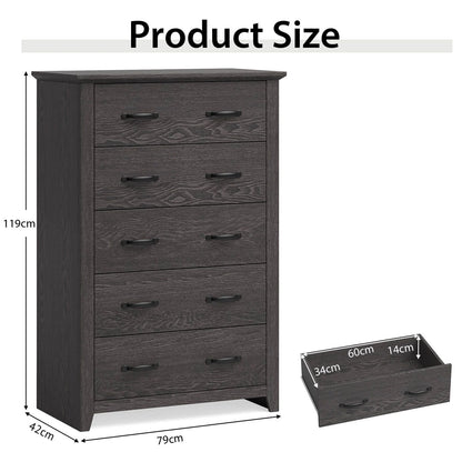Dresser Vertical Chest of Drawers with 5 Pull-Out Drawers