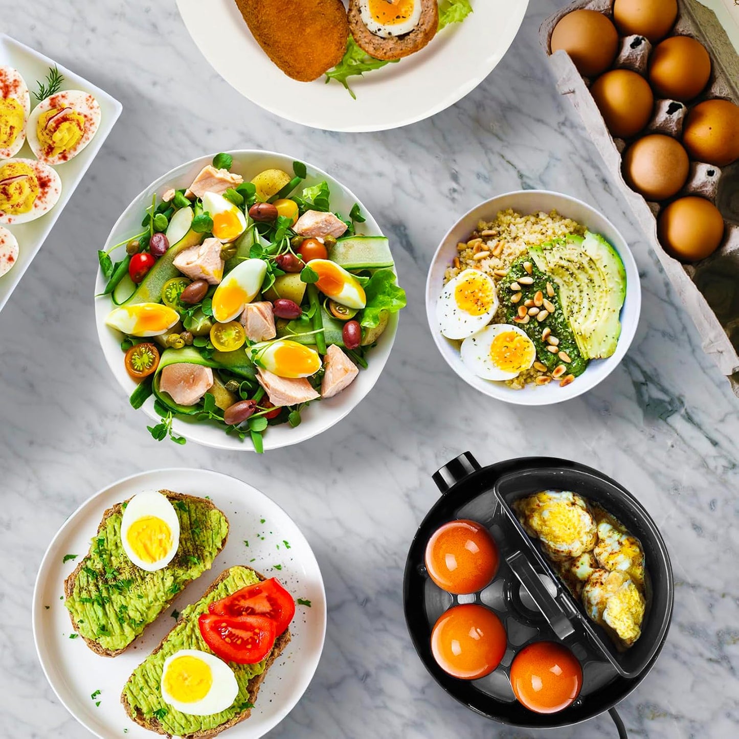 EB50 Rapid Egg Boiler & Cooker, 400W Electric Steamer, Omelette Maker and Poacher for 7 Soft, Dippy, Medium, Hard Boiled Eggs, Auto Shut-Off, BPA & PFAS Free, Dishwasher Safe Parts