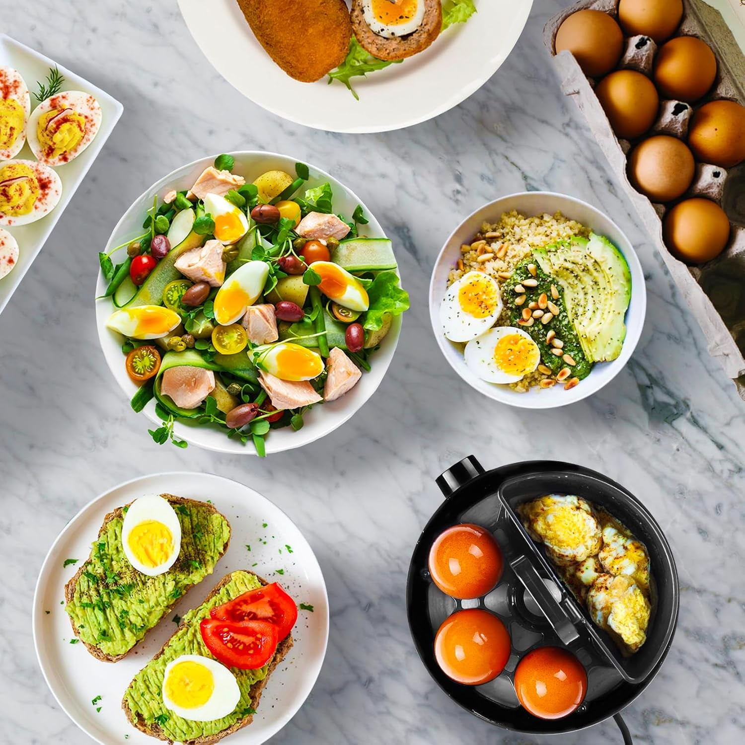 EB50 Rapid Egg Boiler & Cooker, 400W Electric Steamer, Omelette Maker and Poacher for 7 Soft, Dippy, Medium, Hard Boiled Eggs, Auto Shut-Off, BPA & PFAS Free, Dishwasher Safe Parts