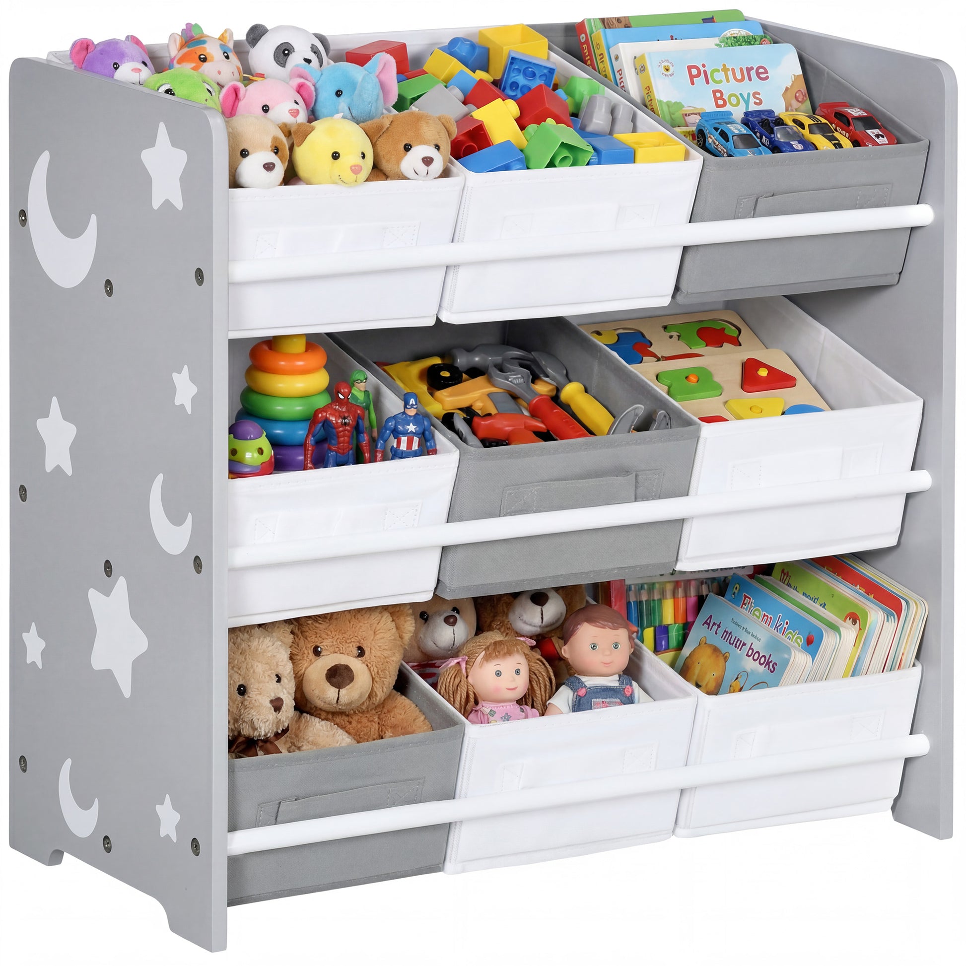 Kids Storage Unit W/ Nine Removable Baskets, for Nursery, Playroom