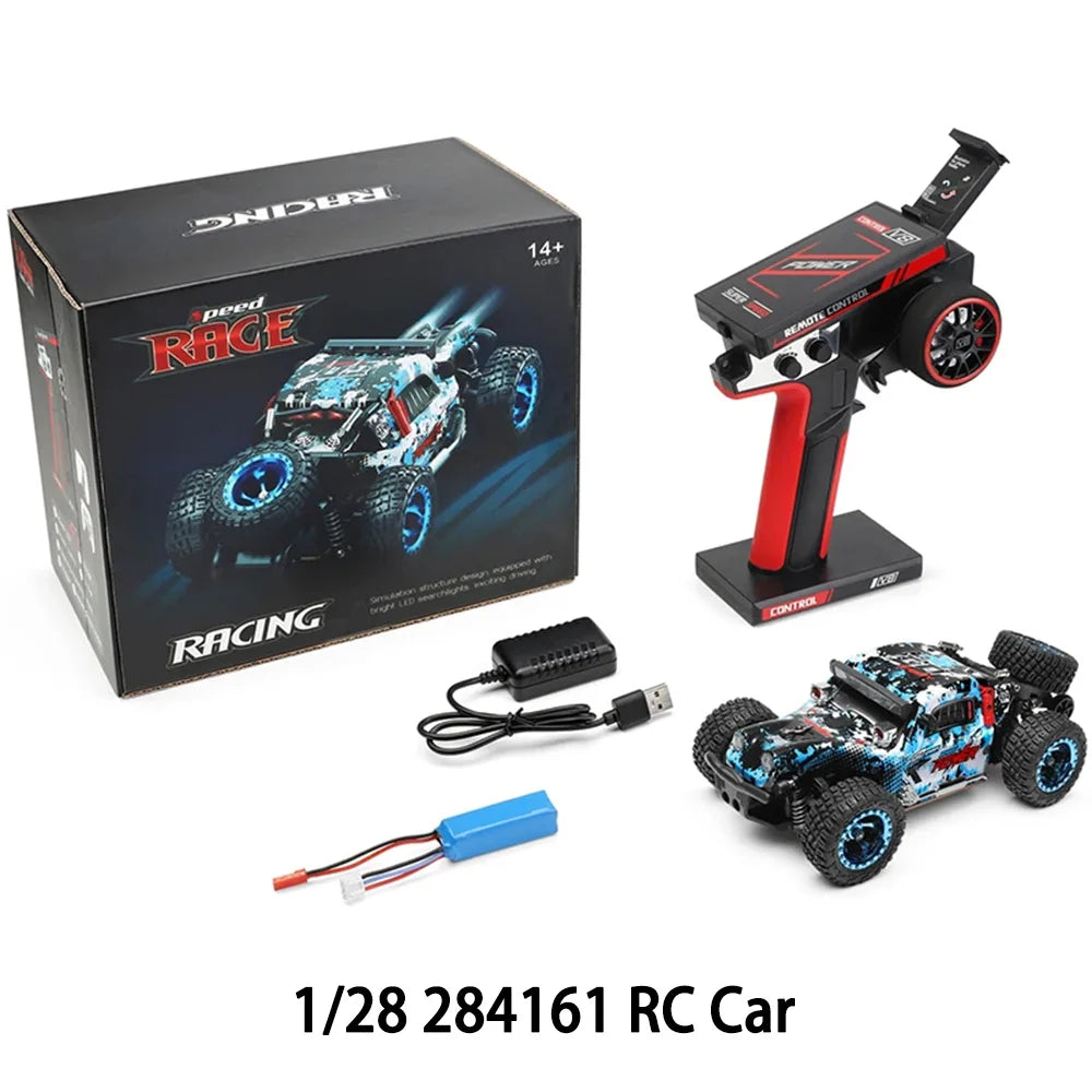 Wltoys 1/28 284161 V8 4WD RC Monster Trucks with LED Lights 2.4G Radio Remote Control Car Off-Road Drift for Kids Toys