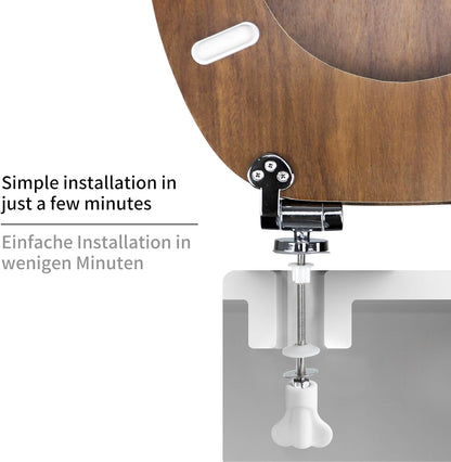 Toilet Seat Dark Walnut Wooden Soft Close with Adjustable Solid Zinc Alloy Hinges, MDF Wood Oval Toilet Seat with Bottom Fixings, Easy to Clean and Install (JH3704-01)