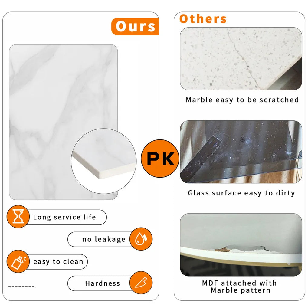 Modern round Kitchen Dining Table Marble Top 80Cm Diameter Linving Dining Room Restaurant Island Table for 4 Seat