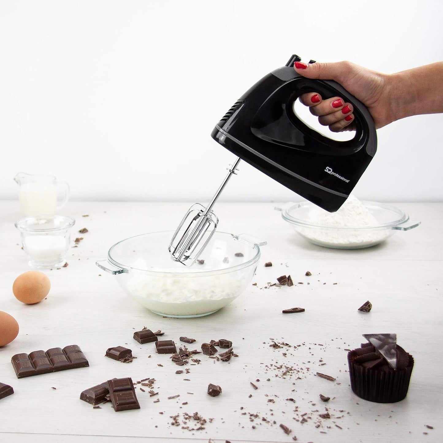 Blitz Hand Mixer Electric Whisk for Baking Electric Beater 5 Speed Control Hand Mixer Stainless Steel Kneader and Beaters for Baking Mixer 300W (Black)