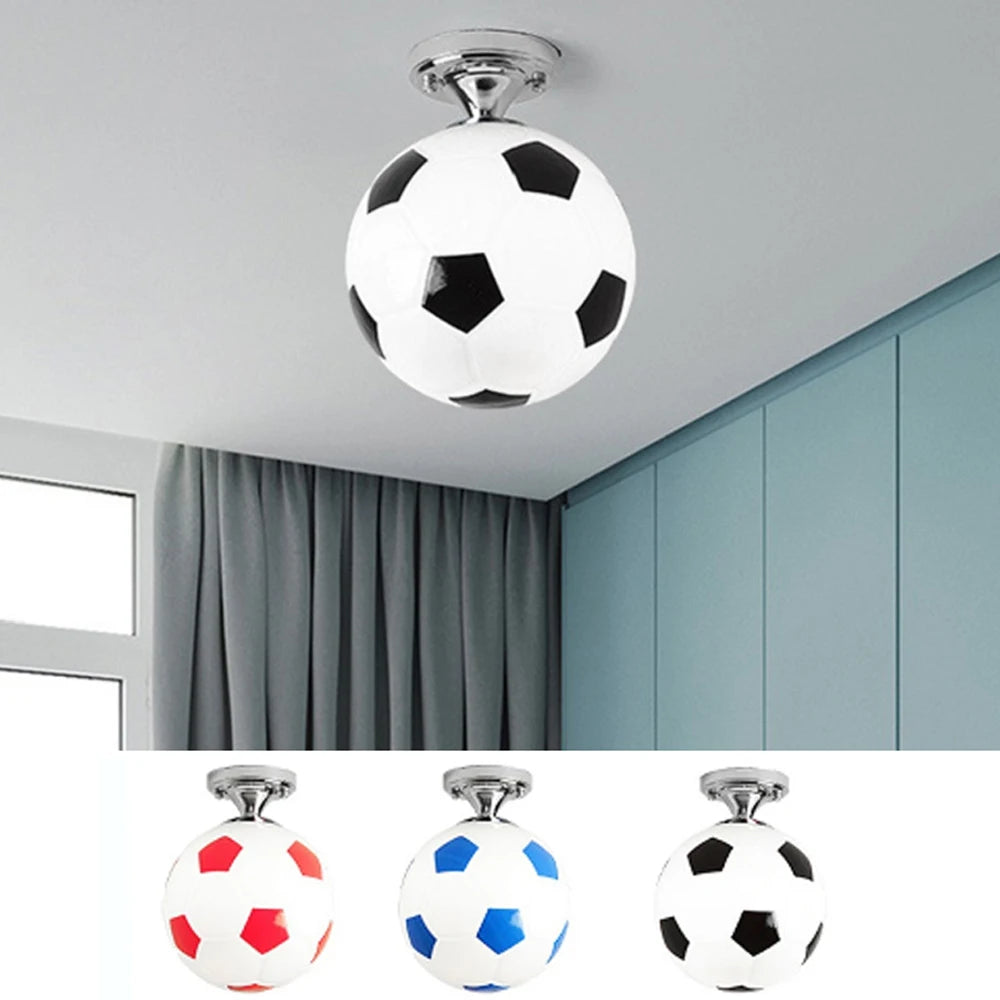 220V Soccer LED Ceiling Light Warm / Cool White Football Modern Ceiling Lamp for Kids Bedroom Lighting Fixture Birthday Gift