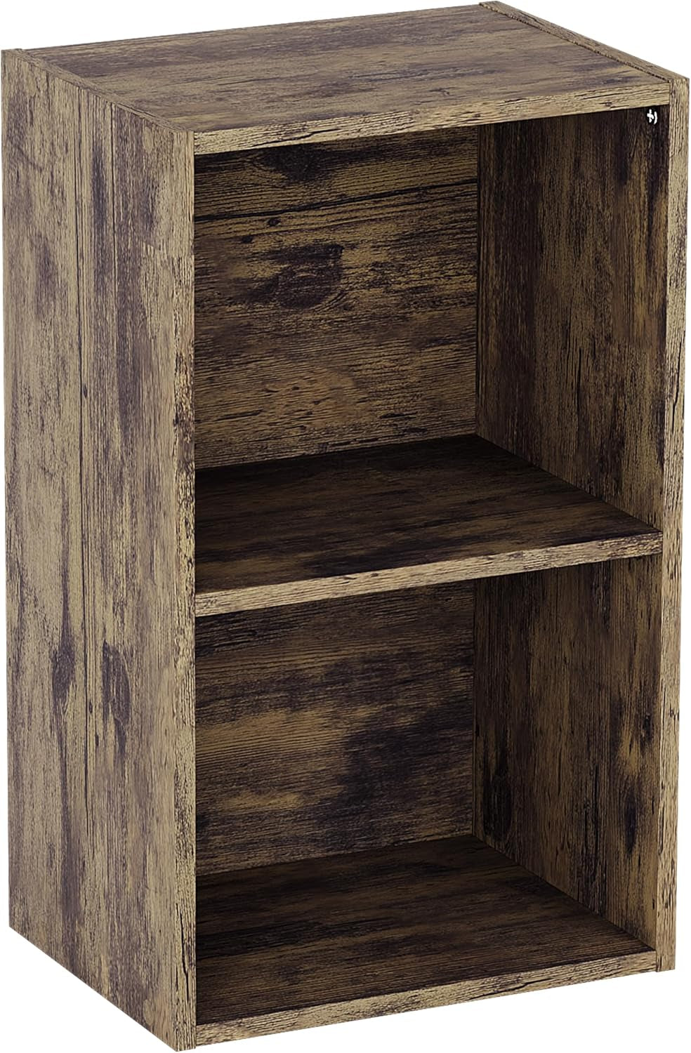 Oxford 2 Tier Cube Bookcase, Dark Wood, Wooden Shelving Display Storage Unit Office Living Room Furniture