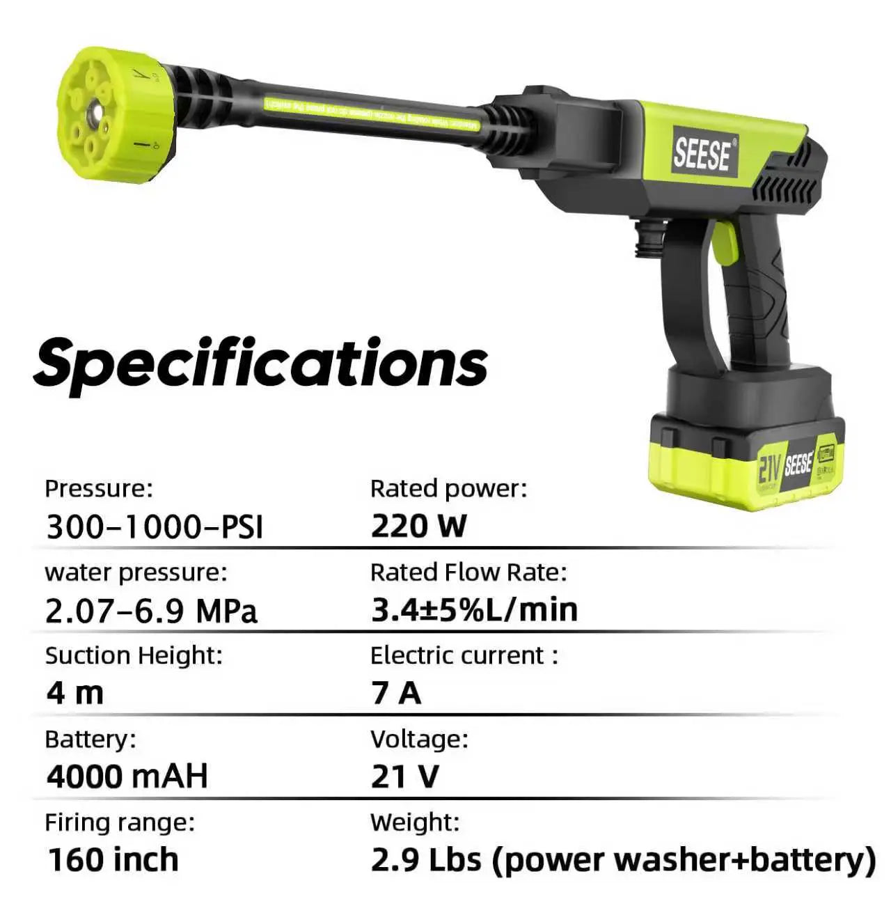 Power Up Your Cleaning Game with the Seese Cordless Pressure Washer - Perfect for Cars, Home, and Garden! Ideal Father's Day Gift!