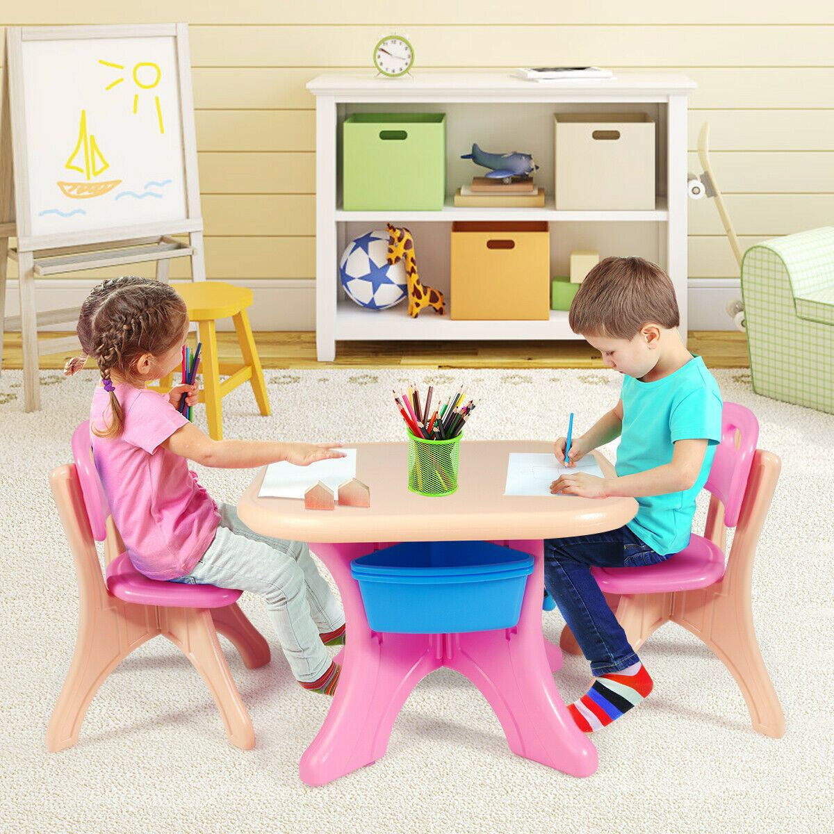 Children'S Activity Table Set with Storage Bins
