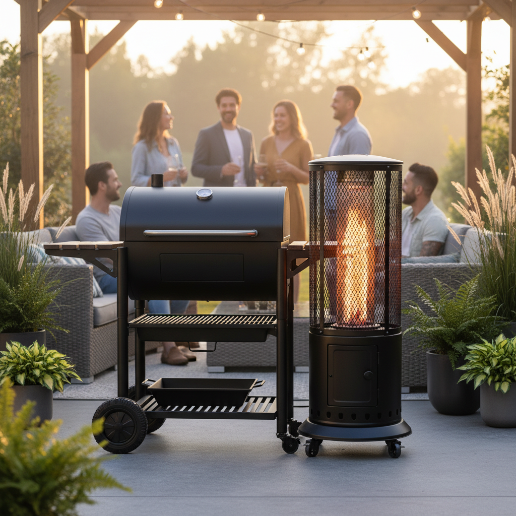 Charcoal Grill & Patio Heater 2-in-1