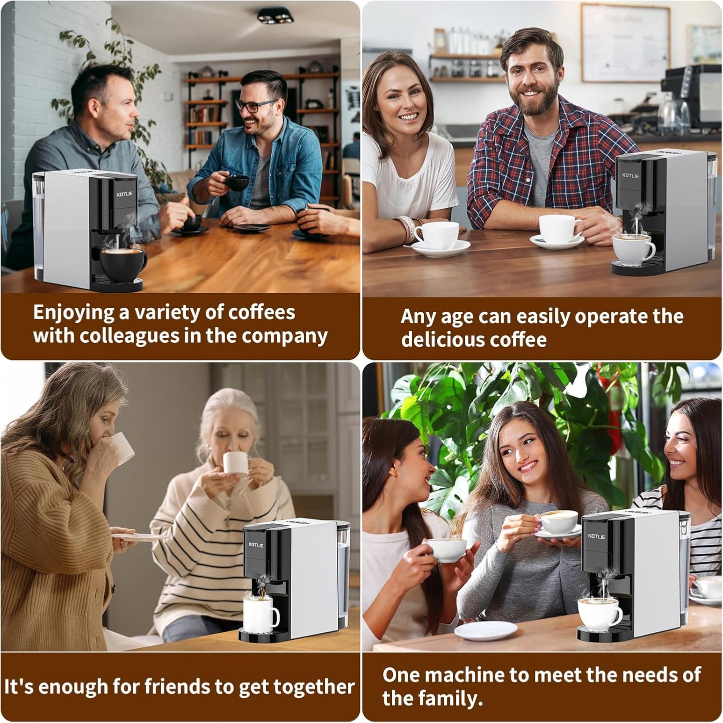 4-in-1 Pod Coffee Machine — Nespresso, Dolce Gusto, ESE & Ground Coffee, 19 Bar, Classic