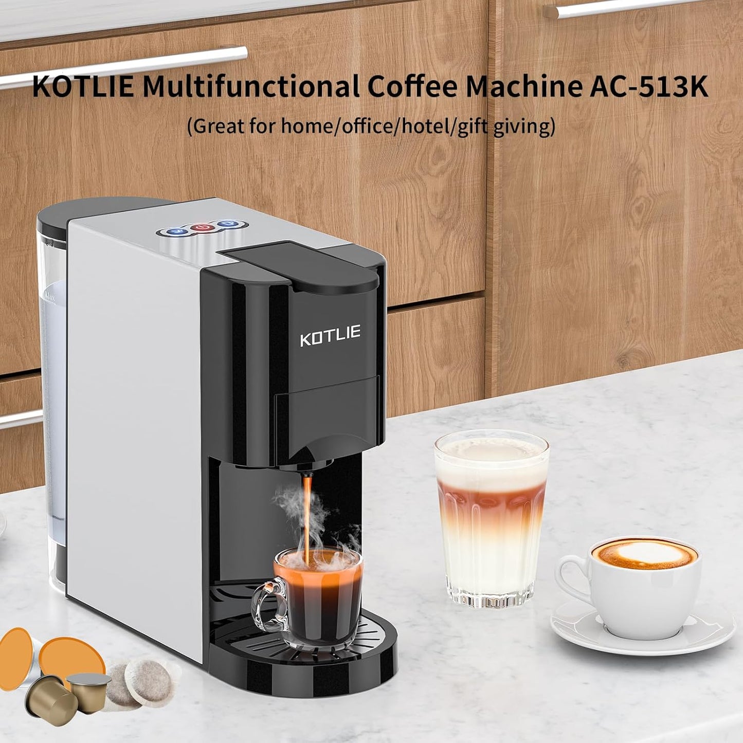 4-in-1 Pod Coffee Machine — Nespresso, Dolce Gusto, ESE & Ground Coffee, 19 Bar, Classic