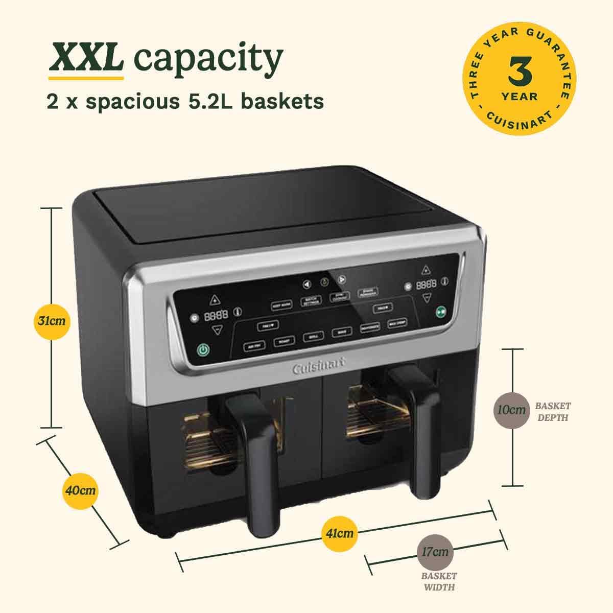 Cuisinart XXL Dual-Zone Air Fryer — PFAS-Free, 2 × 5.2L, 7 Cooking Modes