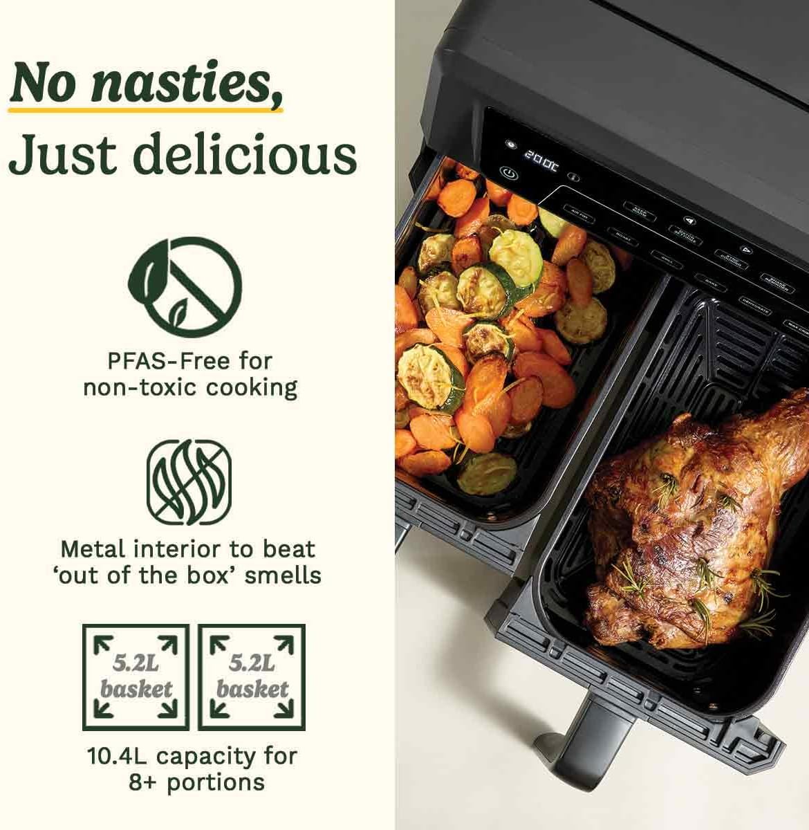 Cuisinart XXL Dual-Zone Air Fryer — PFAS-Free, 2 × 5.2L, 7 Cooking Modes